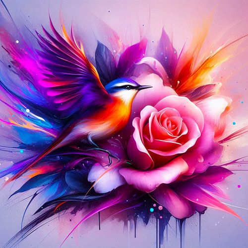 Oiseau et fleur