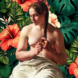 A Woman Pleating her Hair