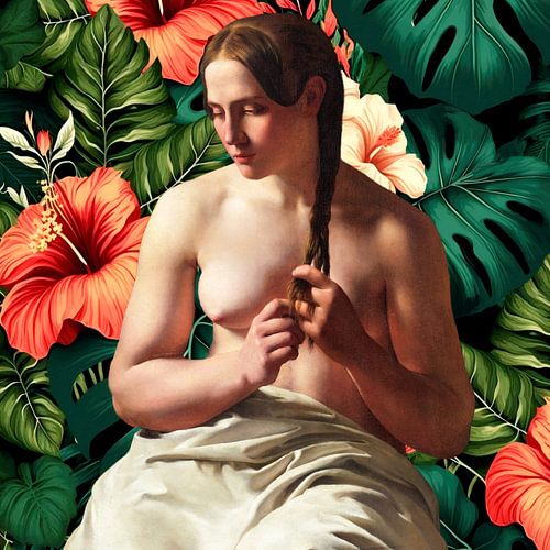 A Woman Pleating her Hair von Marja van den Hurk