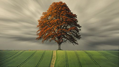 Autumn Tree with Dramatic Skies