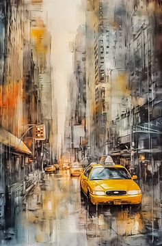 Yellow taxi in Manhattan, New York City by Thea