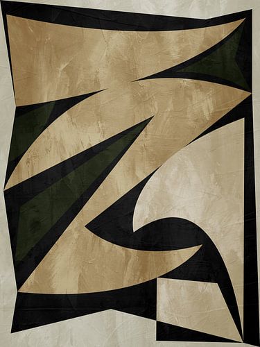 Geometric abstract art, brown, beige and black tones