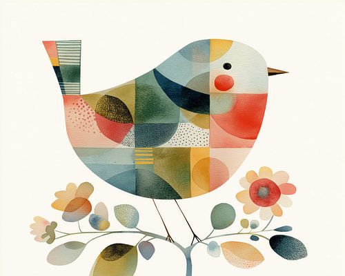 Mosaïque d'oiseaux joyeux
