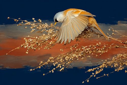 Golden Wing over Winter Branches | Bearded Man