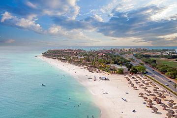 Aerial view of Druif beach on Aruba in the Netherlands Antilles by Eye on You