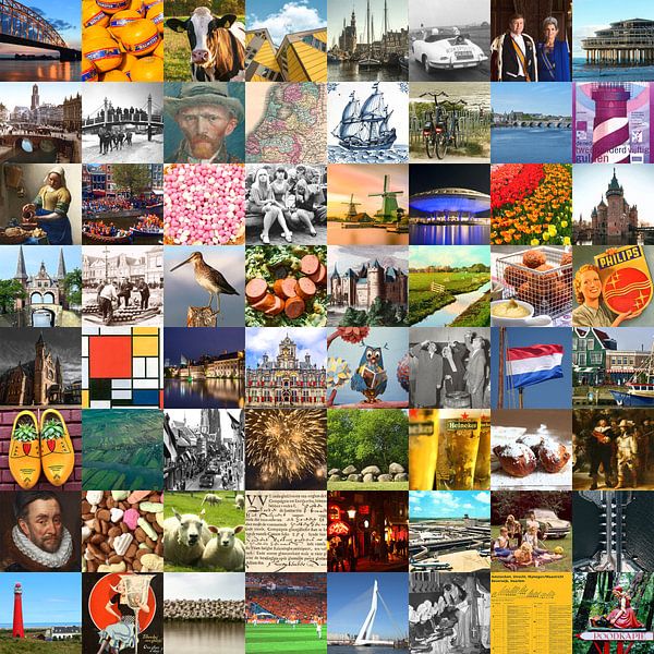 Typisch Nederland - collage van beelden van het land en historie van Roger VDB