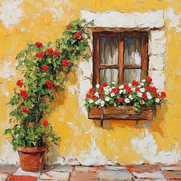 Raam met bloemen van Poster Art Shop