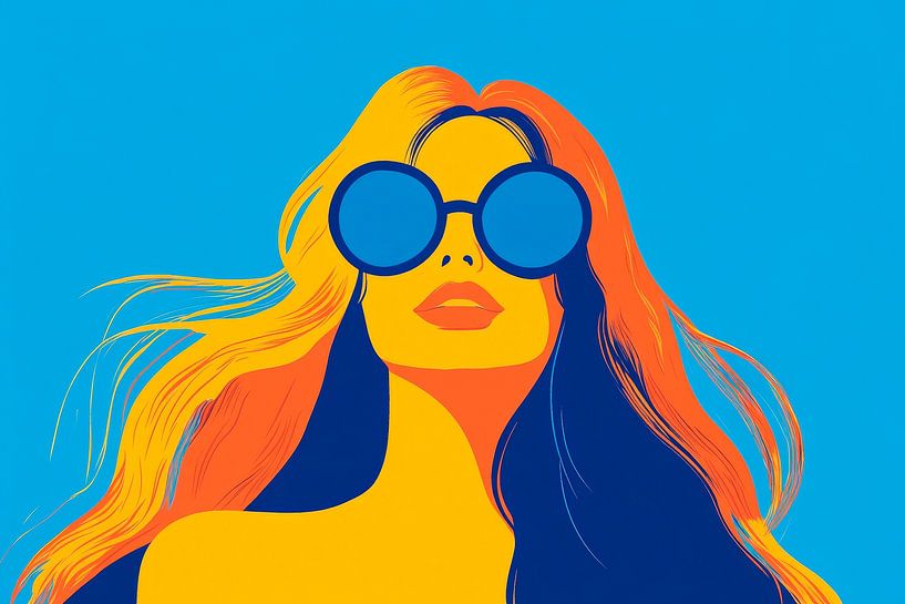 Kleurrijk portret van een stijlvolle vrouw van Poster Art Shop