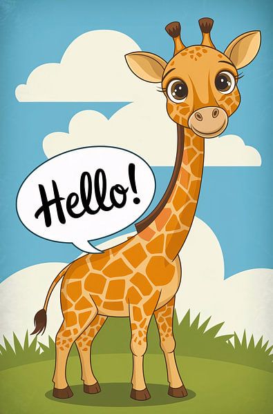 Cute giraffe with speech bubble by Art & Soul Creations