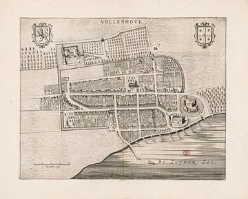 Old map of Vollenhove from about 1652. by Gert Hilbink