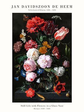 Jan de Heem - Stilleven met bloemen in een glazen vaas van Old Masters