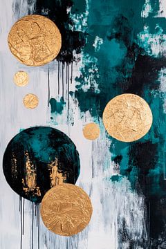 Abstracte kunst met gouden elementen