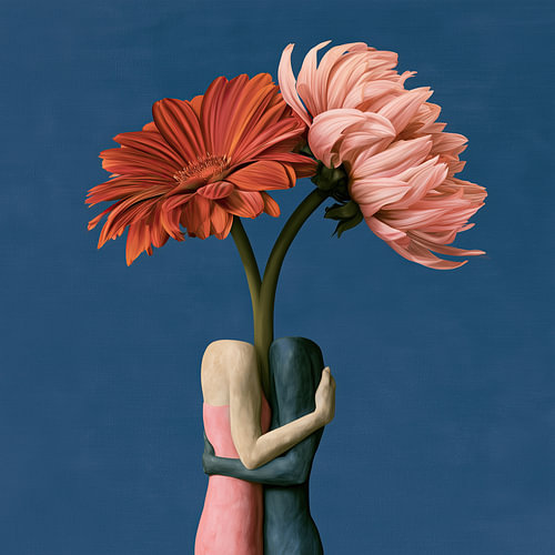 Umarmung aus Blumen – Surrealismus