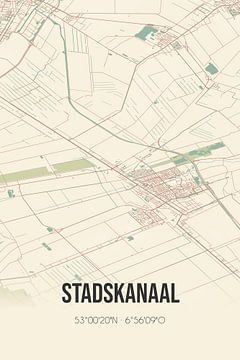 Vintage landkaart van Stadskanaal (Groningen) van MijnStadsPoster