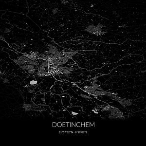 Zwart-witte landkaart van Doetinchem, Gelderland. van Rezona