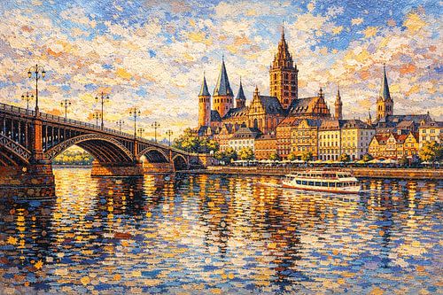 Mainz in Duitsland, een impressionistisch schilderij.