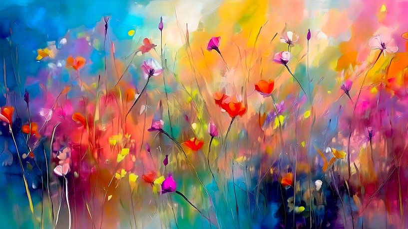 Impressionistic Colourful flower painting by Studio Pieternel