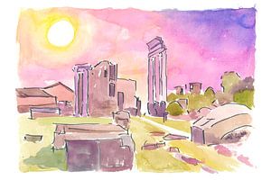 Das Forum Romanum in der Abenddämmerung in Rom Latium Italien