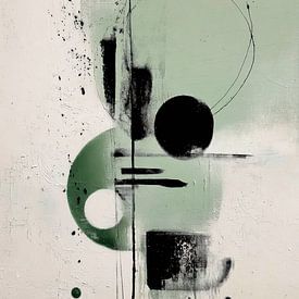 Abstract Schilderij - Groen Zwart Mysterieus Geometrisch van Joriali Abstract
