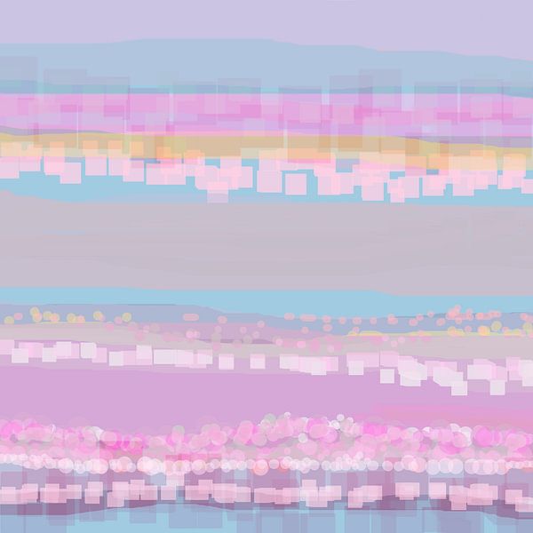 Geometrisch landschap met rechthoeken en cirkels 4 van Claudia Gründler