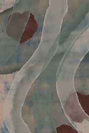 Modern abstract painting in white, green, grey and brown. by Dina Dankers