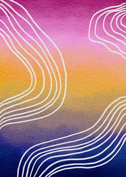 Tijdloos - abstract patroon kleurrijk geel/roze/blauw van Atelier Nadine