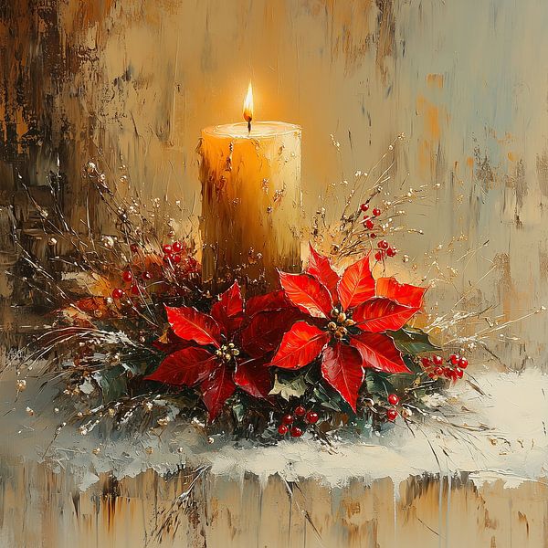 Poinsettia | Red Flower by Abstract Painting