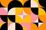 Moderne mid-eeuwse Bauhaus vormen Oranje Perzik Geel Beige van Mad Dog Art thumbnail
