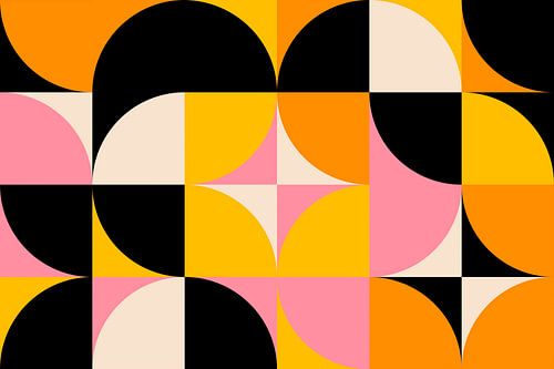 Moderne mid-eeuwse Bauhaus vormen Oranje Perzik Geel Beige