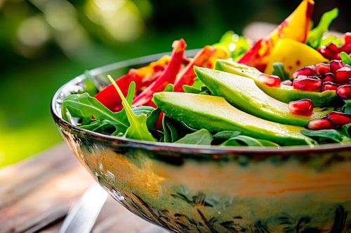 Frisse kleurrijke salade in een kom