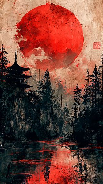 Sumi-e pagode van Peet de Rouw