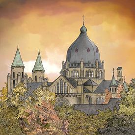 Artwork: Maastricht, Emmaplein, Sint Lambertuskerk by Edo Illustrator