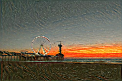 Pier van Scheveningen in de stijl van de Schreeuw