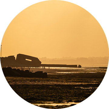 Bunker op strand van Grandcamp maisy in Normandië Frankrijk