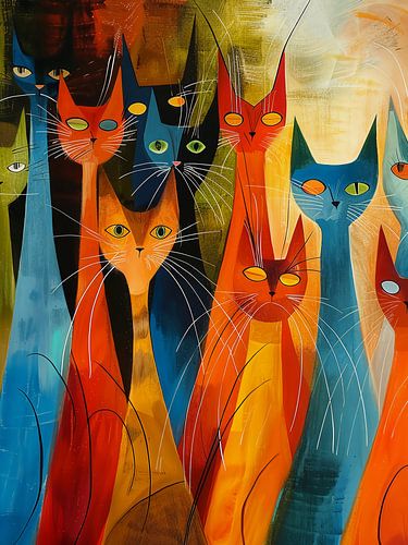 kleurrijke abstracte katten van haroulita