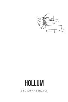 Hollum (Fryslan) | Karte | Schwarz und weiß von Rezona