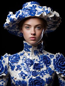 Dame in Delfter Blau