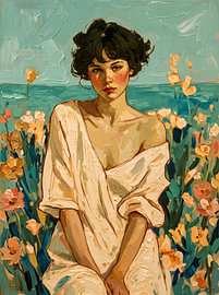 Woman Among Summer Flowers by HUGO