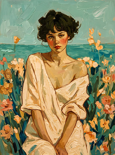 Woman Among Summer Flowers