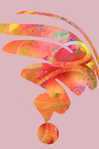 Strichzeichnung in Rosa und Orange. 1