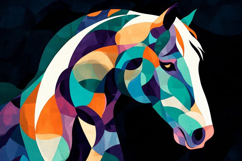 Kleurenspel in het paardenhoofd van Poster Art Shop