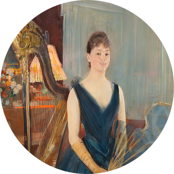 Paul César Helleu - Zittende harpist met waaier