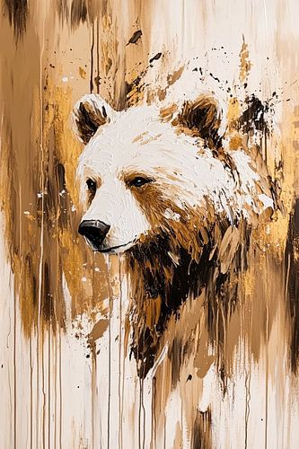 Abstracte beer met verfstrepen