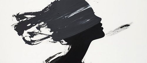 Silhouet van een vrouw in zwart-wit