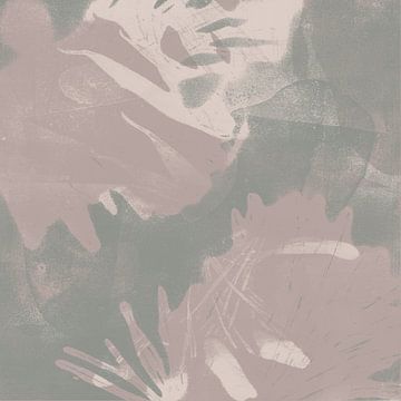 Minimalist abstract organic shapes in taupe and sage green by Dina Dankers