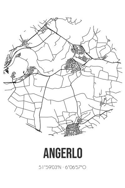 Angerlo (Gelderland) | Landkaart | Zwart-wit van Stad & Wand