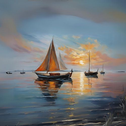 Zeilboot in de storm schilderij