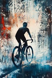 Silhouette eines Radfahrers in der Natur von Imperial Art House