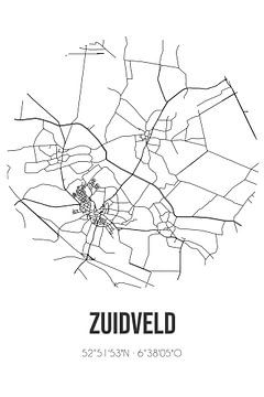Zuidveld (Drenthe) | Karte | Schwarz und Weiß von Rezona