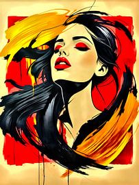 The fire within me - An abstract journey in black, red and gold by The Art of Mark Fischer